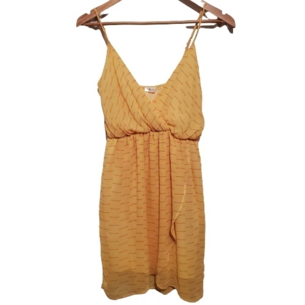 Everly Yellow and Red Spaghetti Strap Dress Medium